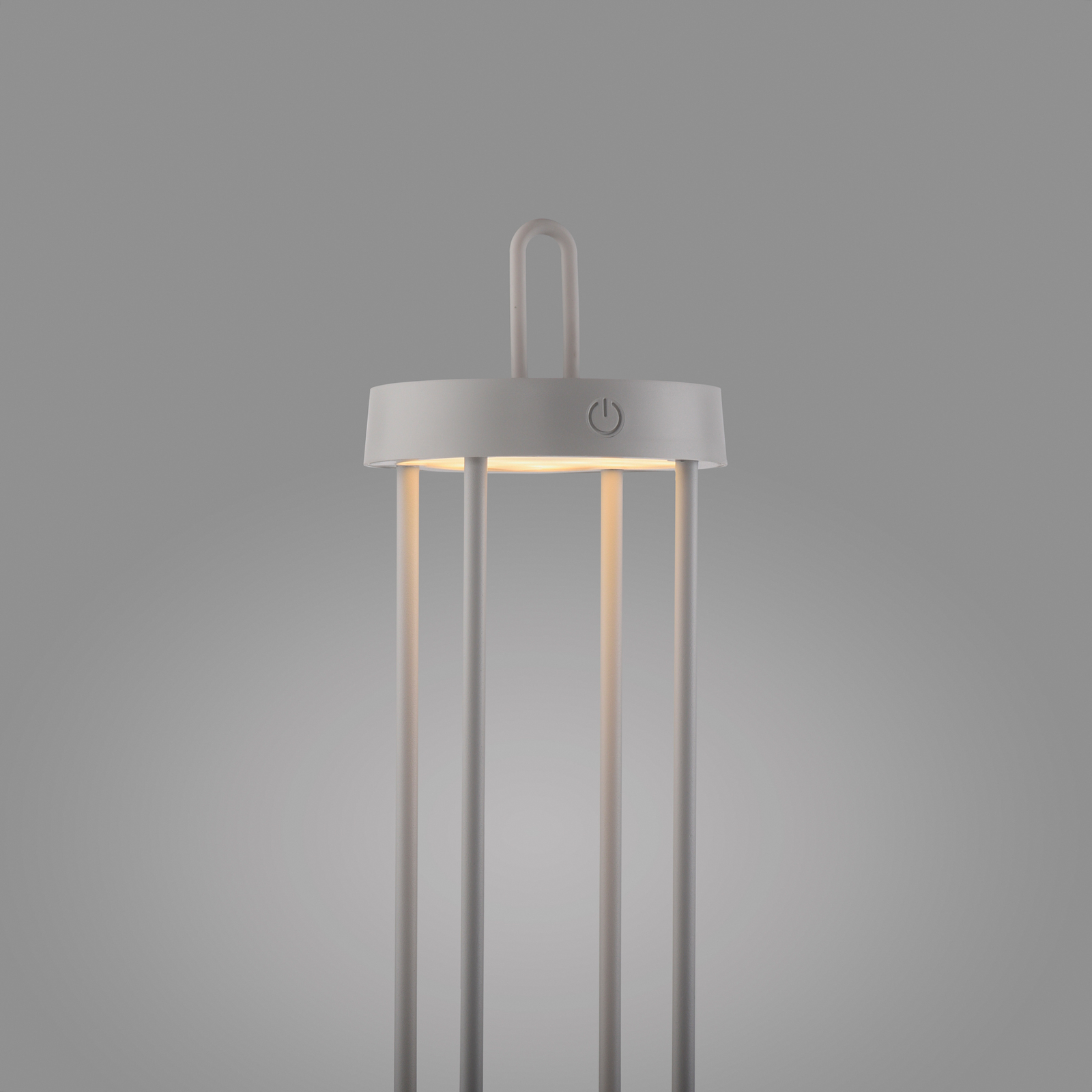 JUST LIGHT. LED table lamp Anselm grey-beige 50cm iron
