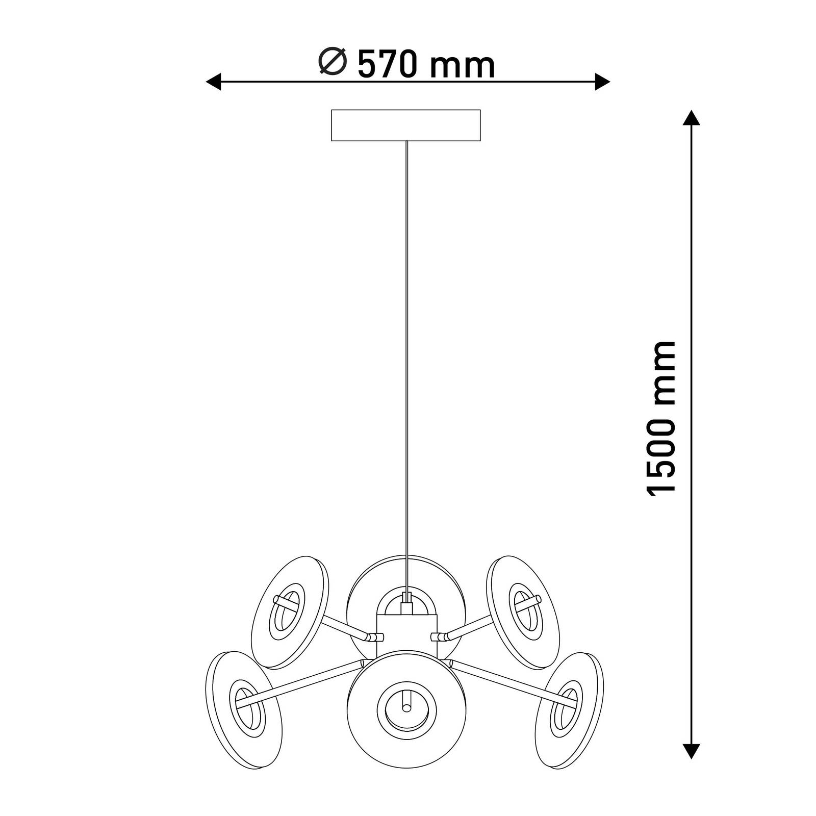 Żyrandol LED Discus, czarny, 6-punktowy