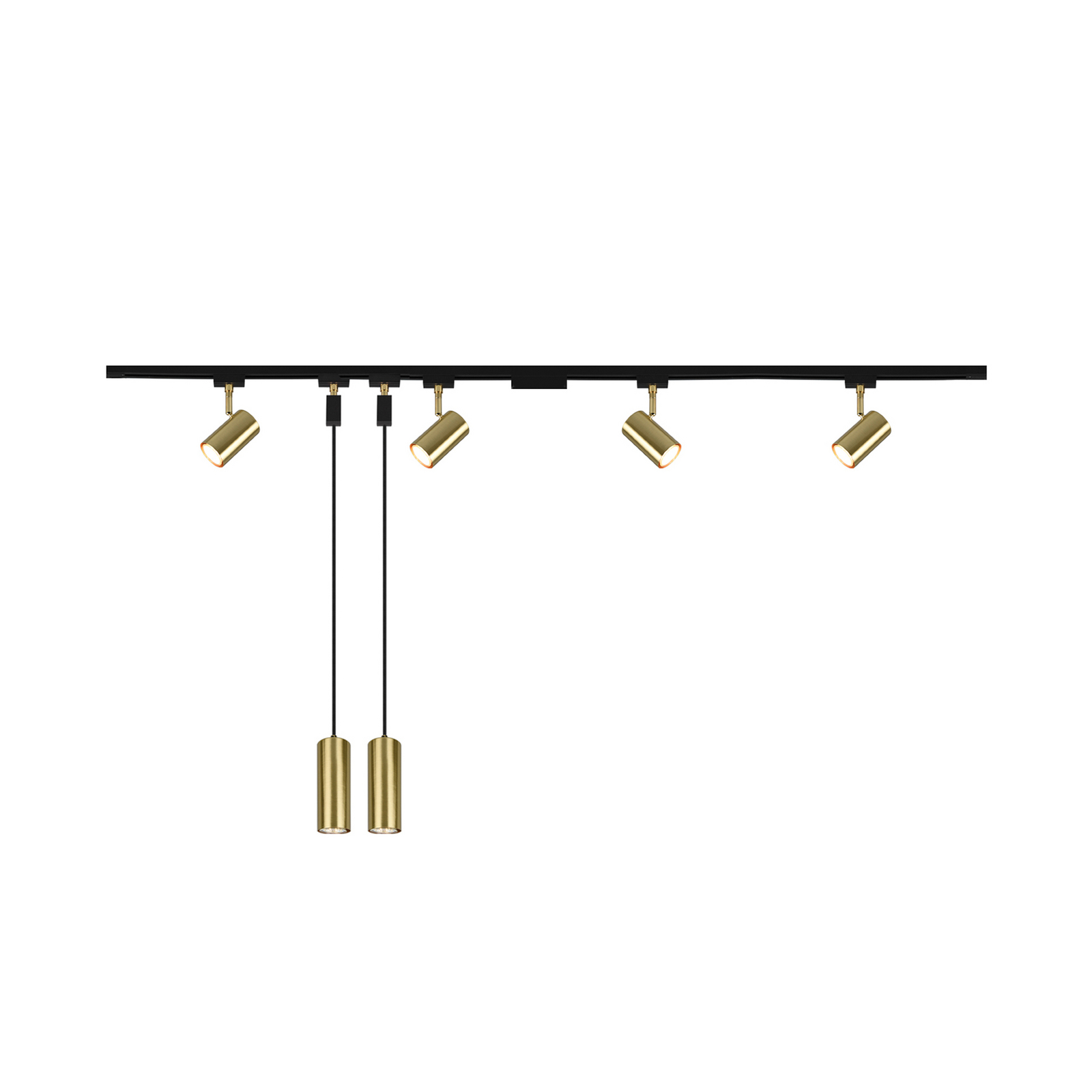 Juego de rieles DUOline Marley, negro/latón, 2 m, 6 luces, GU10