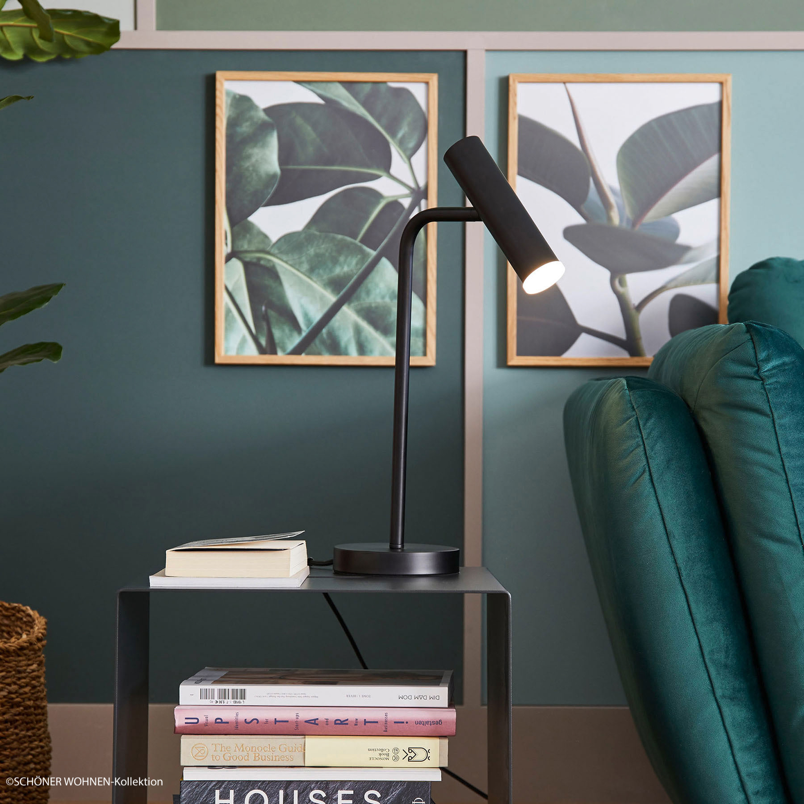SCHÖNER WOHNEN Schöner Wohnen Stina LED table lamp, black, for Living / Dining Room, metal, plastic, 6.5 W, energy efficiency: A+, H: 48 cm