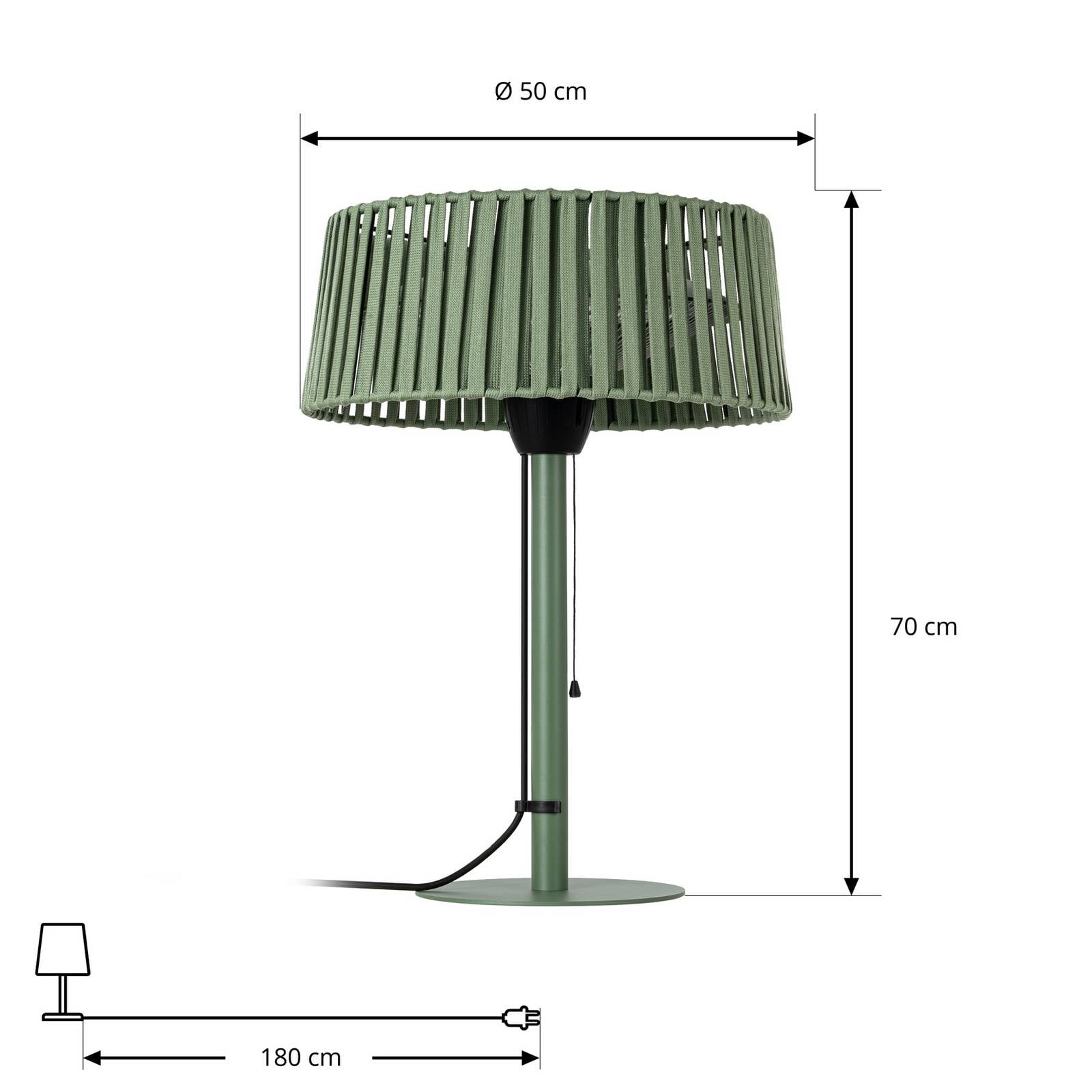 Lucande – promiennik stołowy Pyravo, zielony, z aluminium, 70 cm, IP44