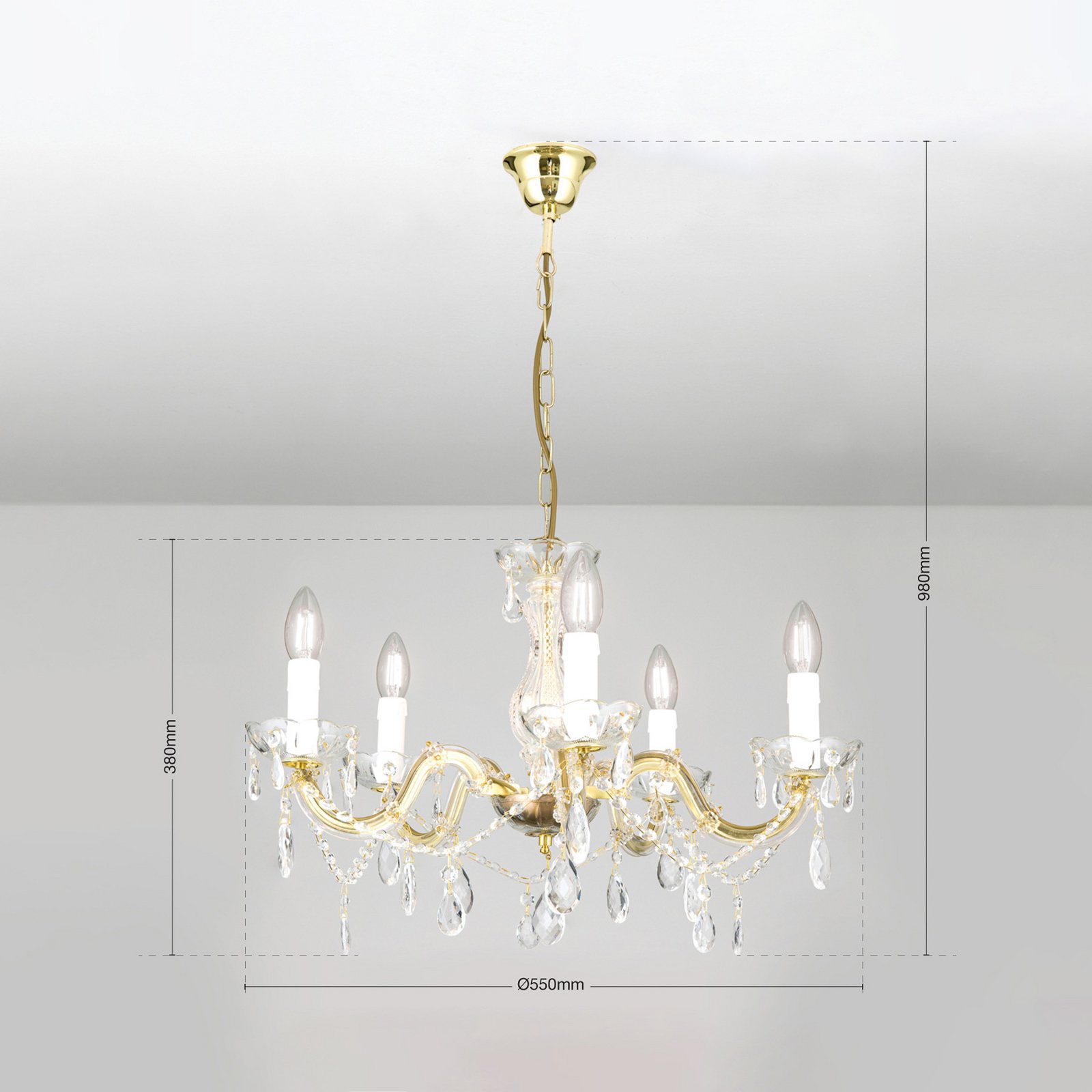 Marie Claire chandelier crystal glass 5-bulb