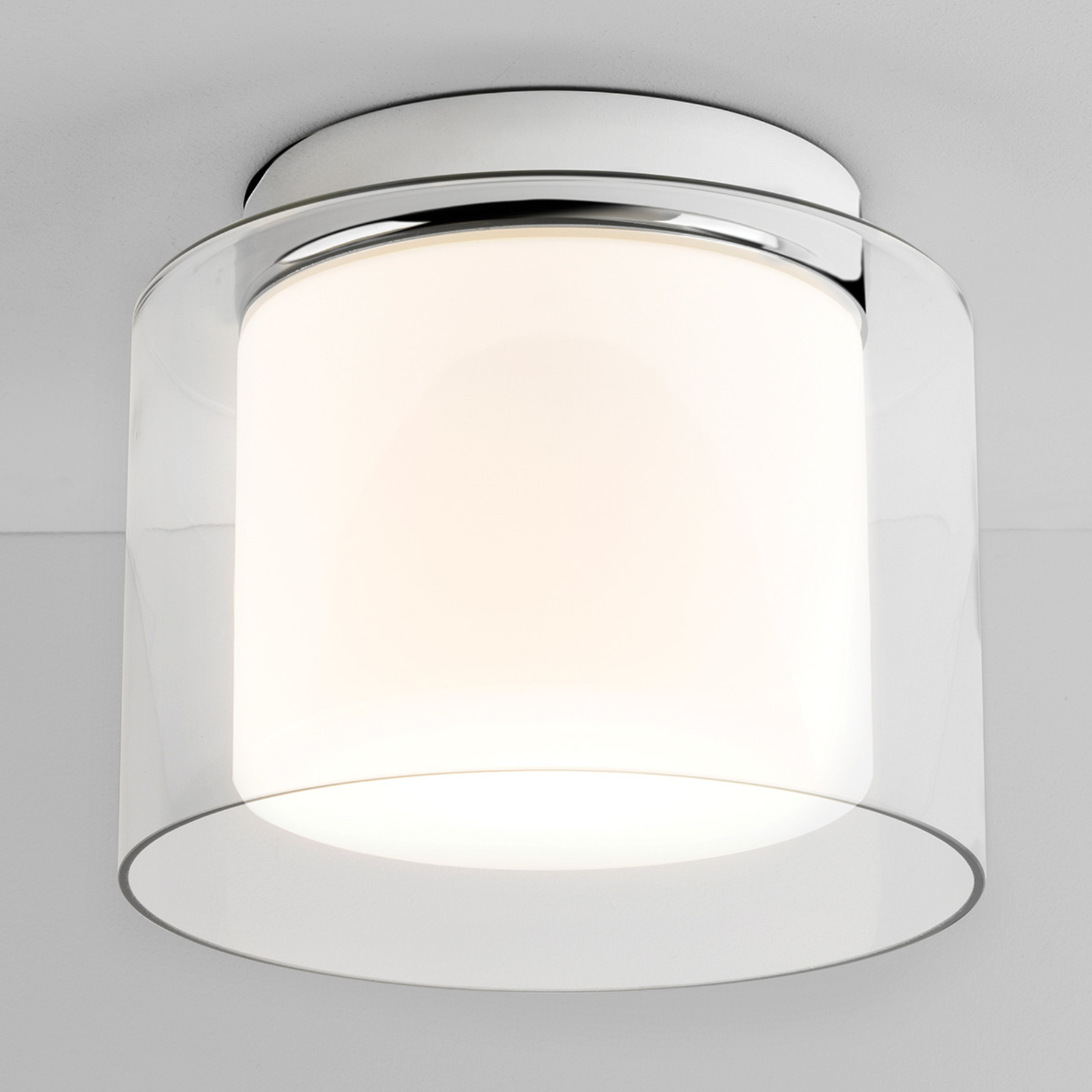 Astro Double glazed ceiling light AREZZO, for Bathroom, opal glass, Metal, E27, 60 W, energy efficiency: A++, H: 19.1 cm