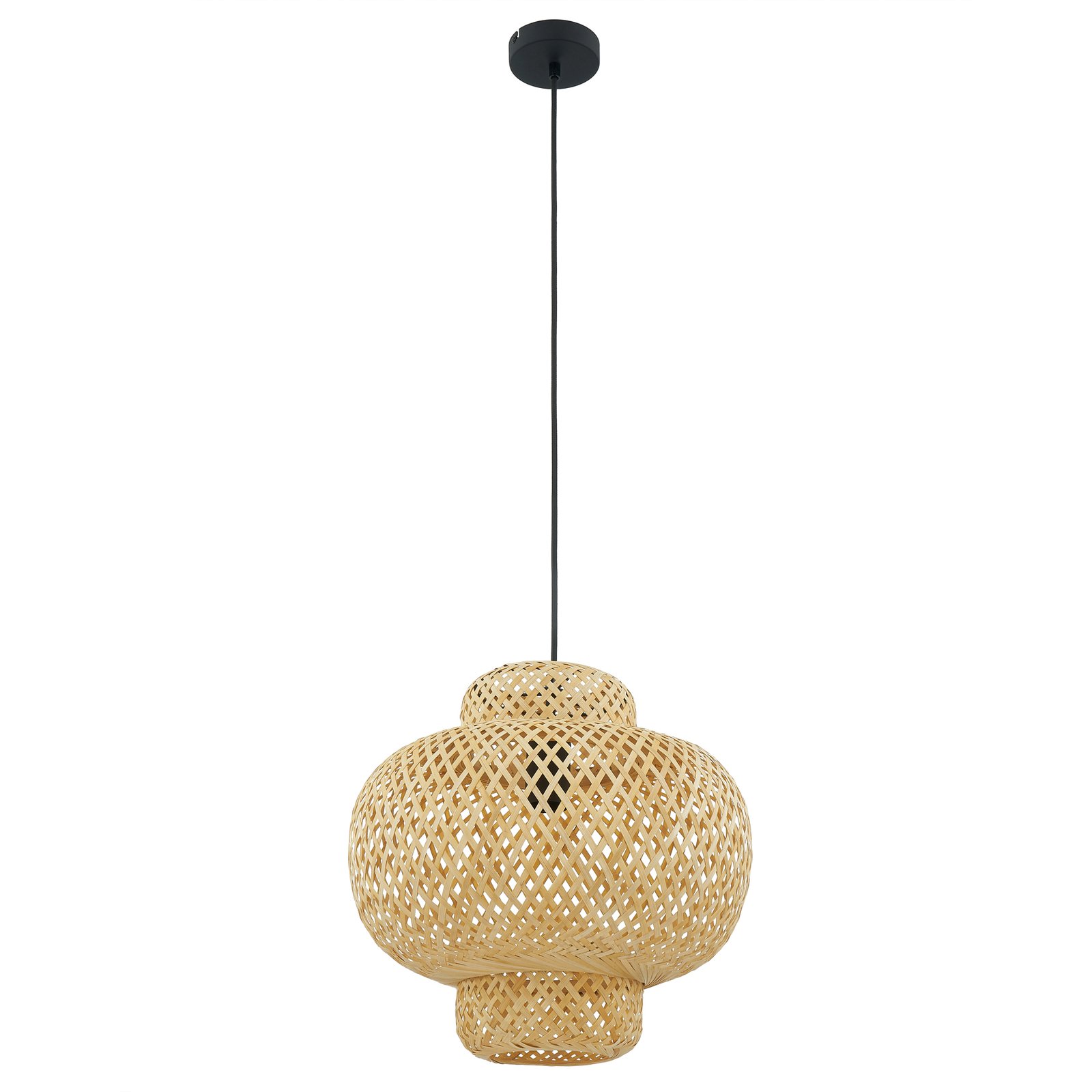 Lindby hanglamp Venora, Ø 40 cm, bolvormig, bamboe, E27
