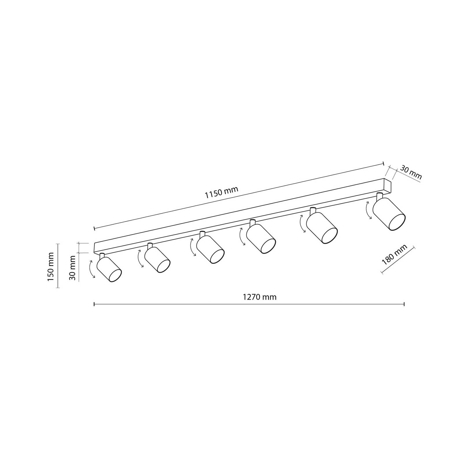 Deckenstrahler Top, weiß, Länge 127 cm, Stahl, 6-flg. günstig online kaufen