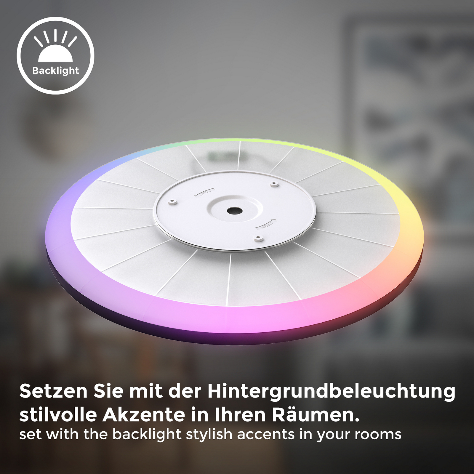 LED paneel Slim met afstandsbediening RGBW, Ø 42 cm, zwart,