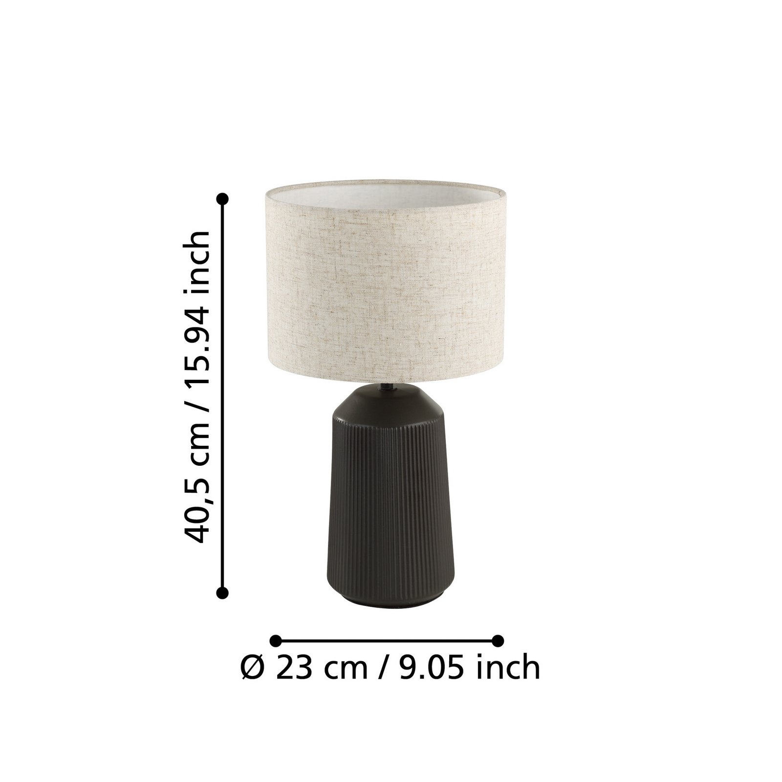 Tafellamp Capalbio, Voet grijs/kap naturel