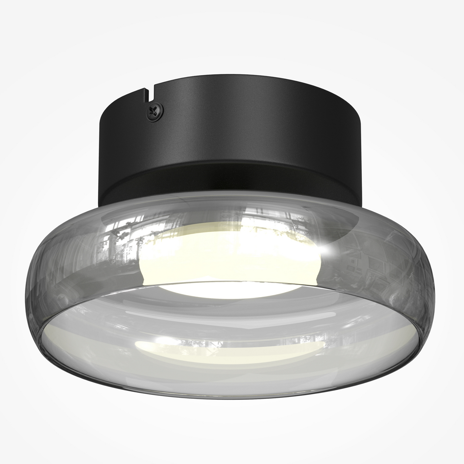 FLOAT LED mennyezeti világítás, szürke/fekete, Ø 20 cm, üveg/fém