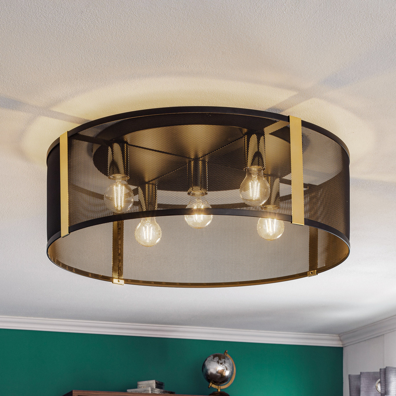 Luminex Plafonieră Lavinia dungi aurii 5 becuri - Camera de zi / sufragerie - Modern - negru auriu - Metal
