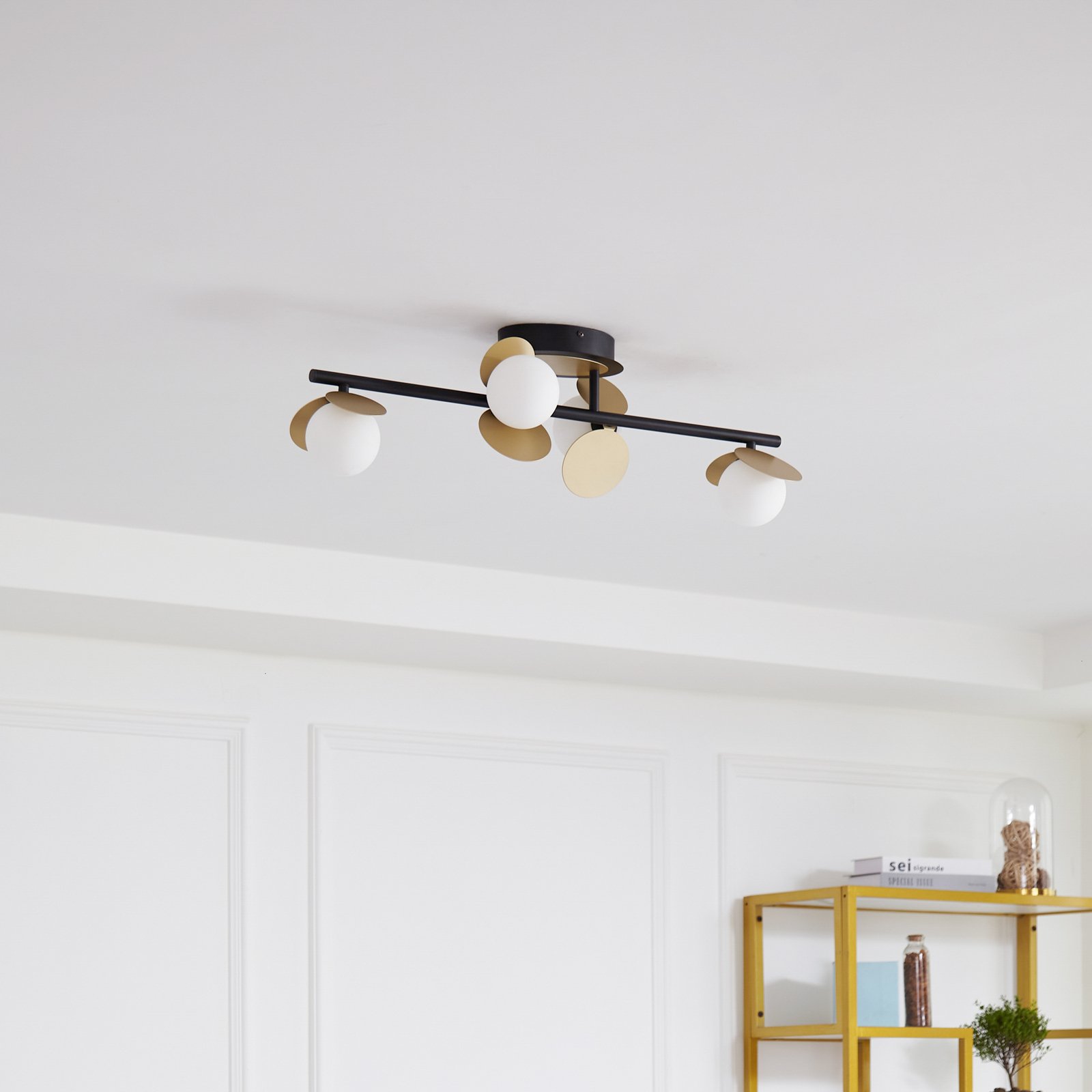 Pallo 4 LED Kattovalaisin Musta/Kulta - Lucande