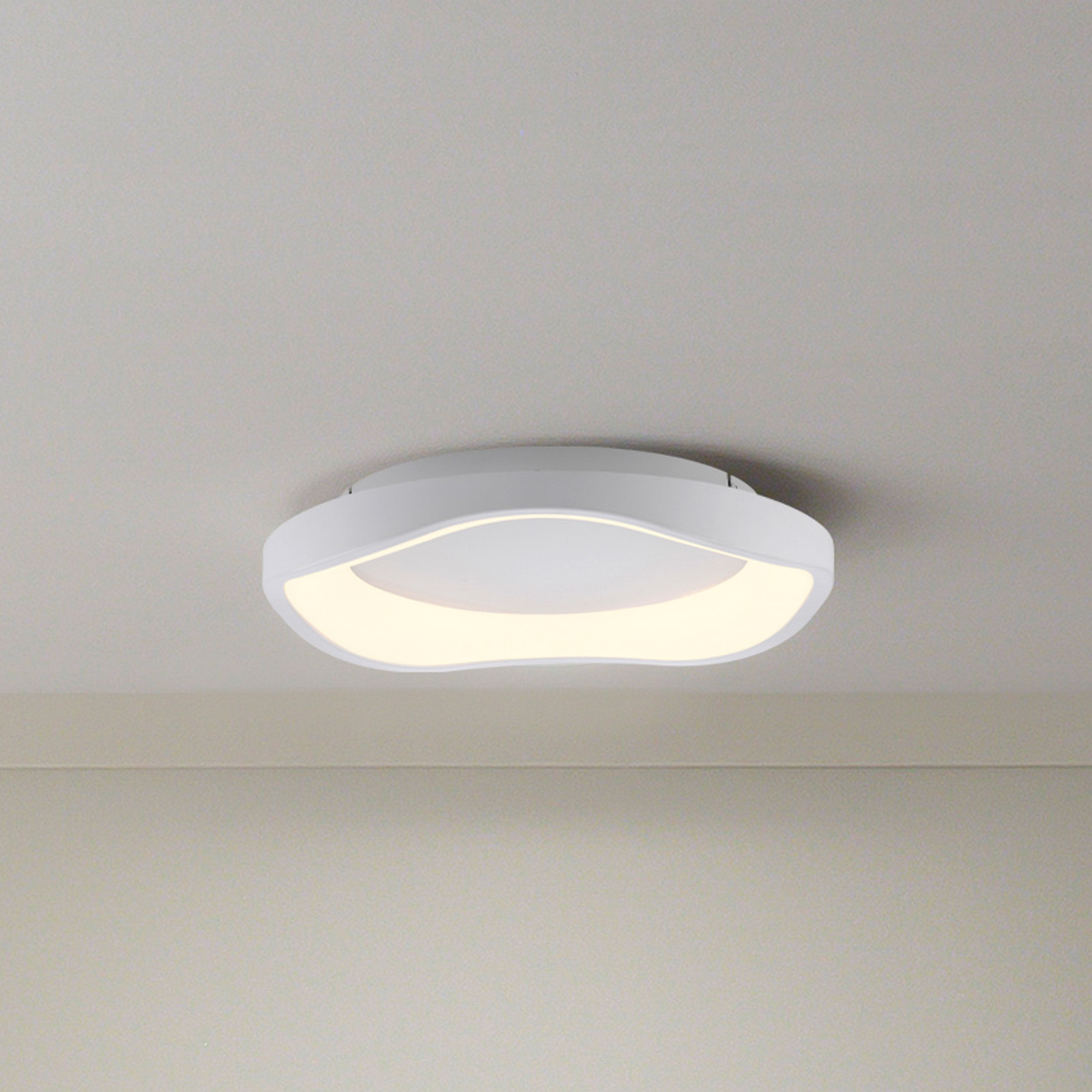 Schöner Wohnen Plafonieră LED MONTA albă Ø 40 cm metal Switchdim - Camera de zi / sufragerie - Modern - alb alb satinat