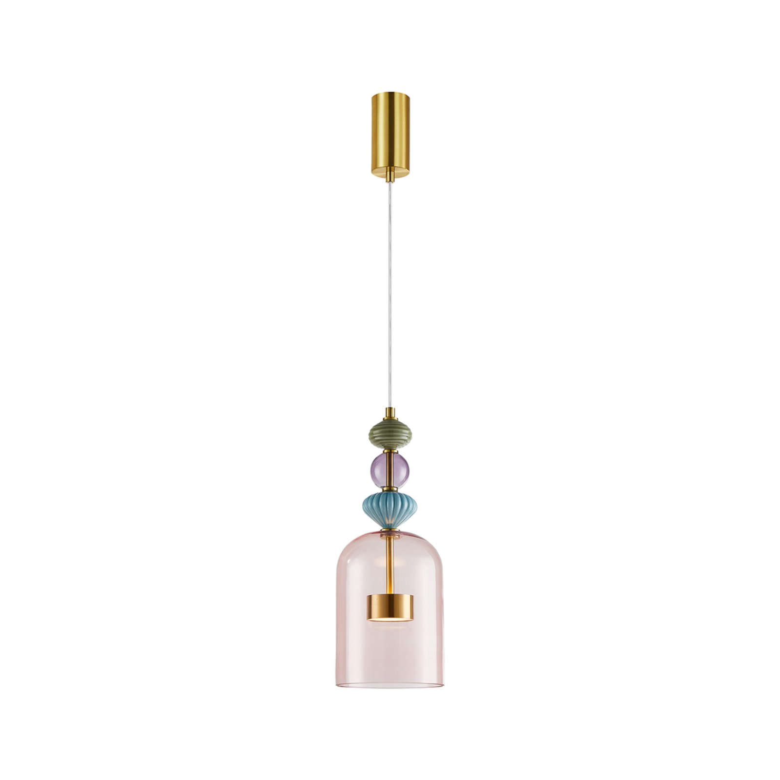 Suspension LED Arte, abat-jour en verre, rose, Ø 16 cm, 12 W