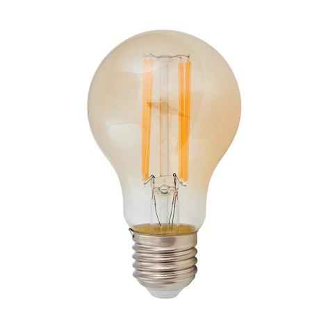 E27 LED-pære filament 6W 500 lm, ravgul, 1.800 K