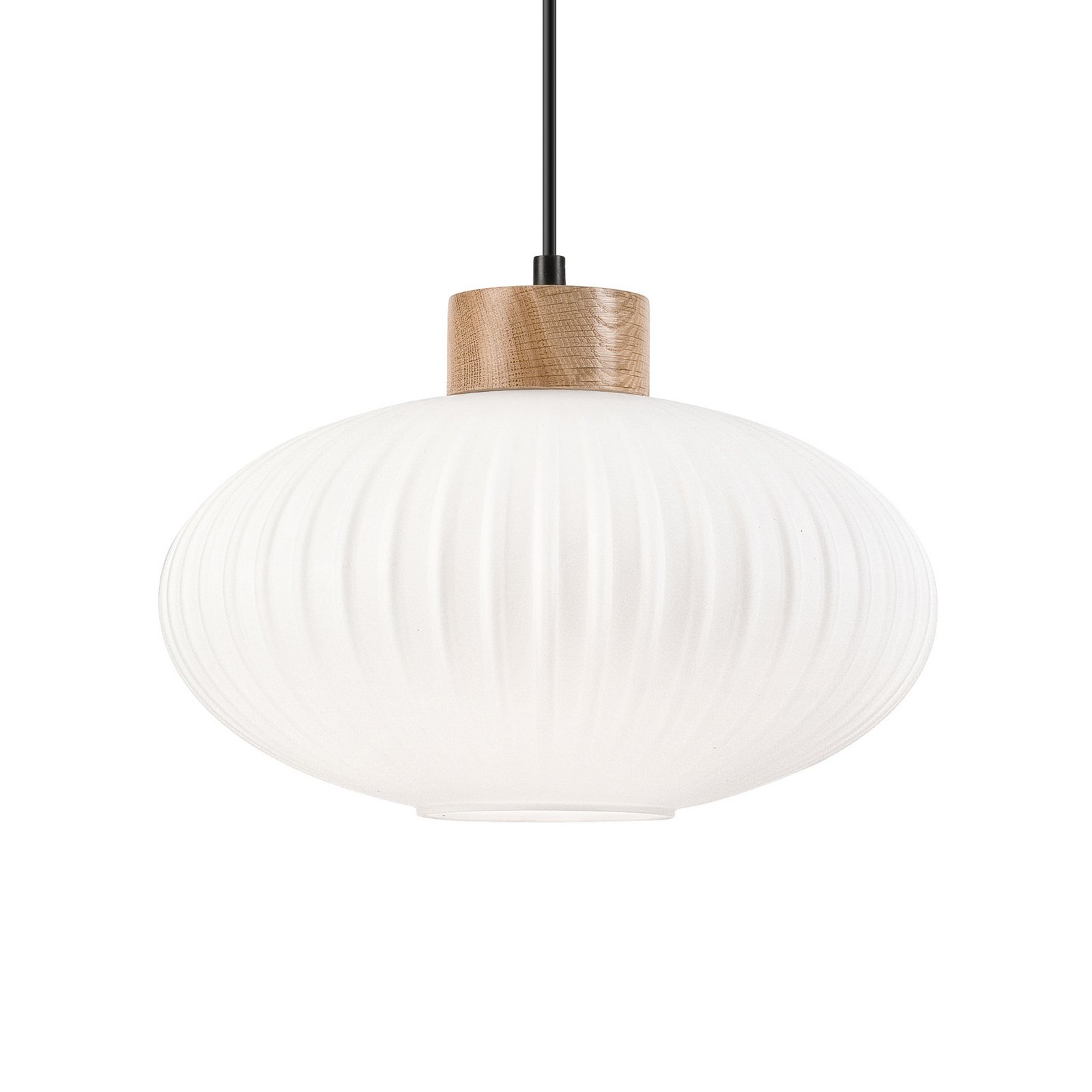 Pakabinamas šviestuvas "Harmony", Ø 25 cm, baltas/ąžuolas, stiklas/medis