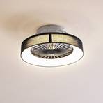 Lindby LED stropni ventilator Mace, crni, tihi, Ø 47 cm
