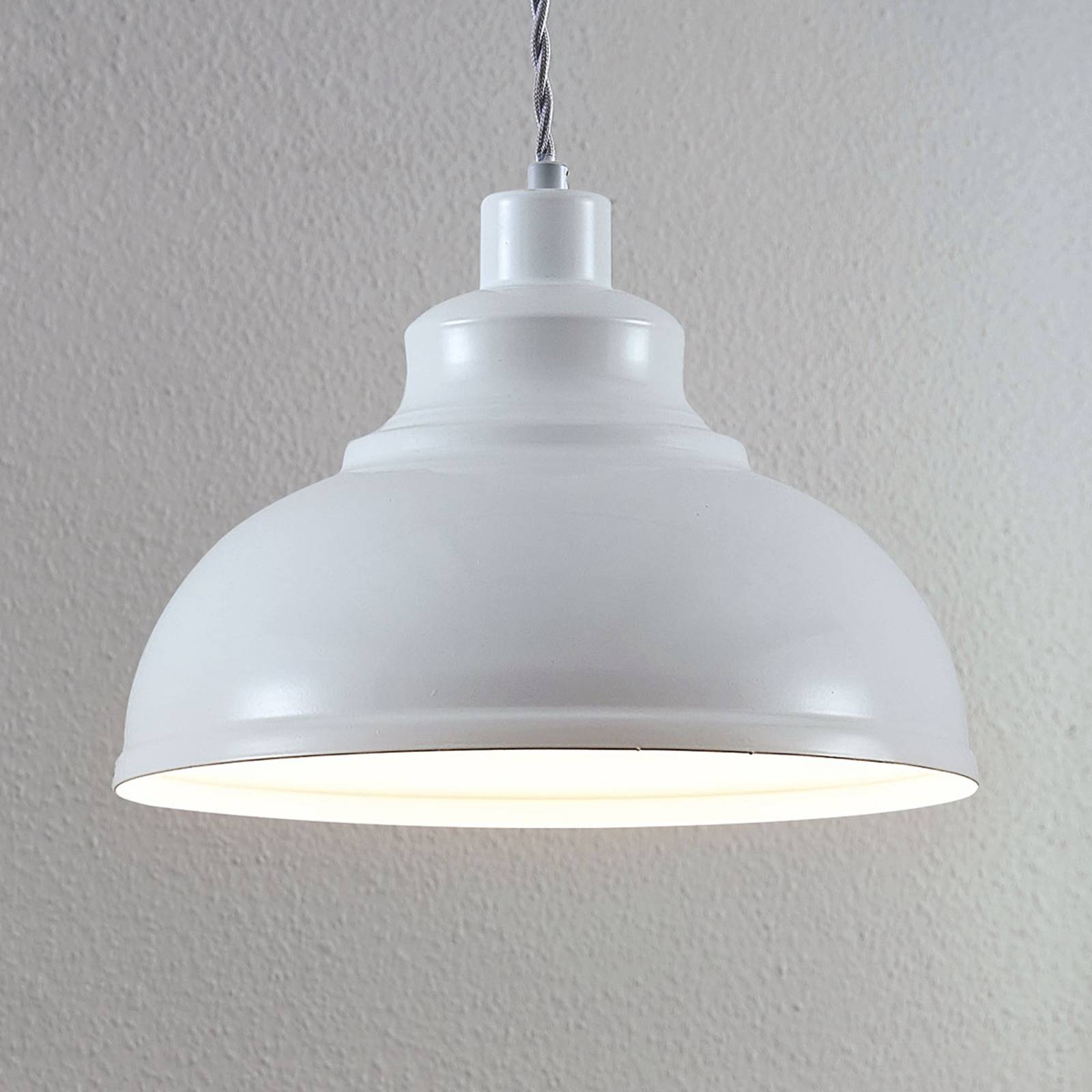 Lampa wisząca Lindby Albertine, 29 cm, biały, metal