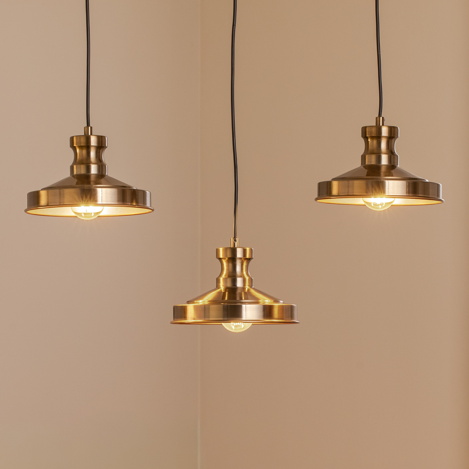 Opviq Lampă suspendată Berceste 9263 cu 3 becuri culoare alamă veche E27 - Camera de zi / sufragerie - Metal