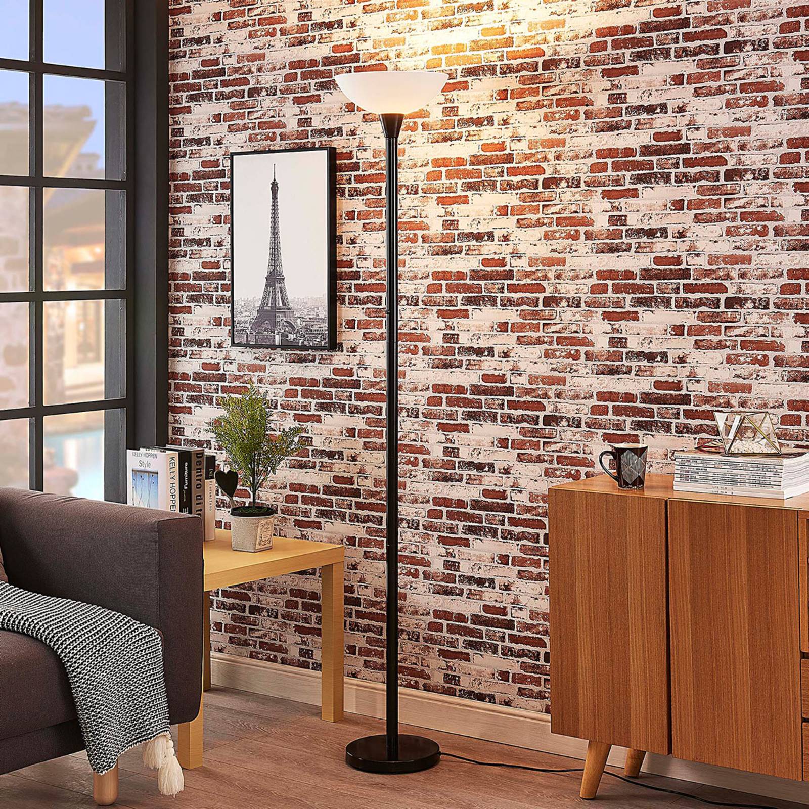 Lampadaire indirect Ignacia, couleur rouille