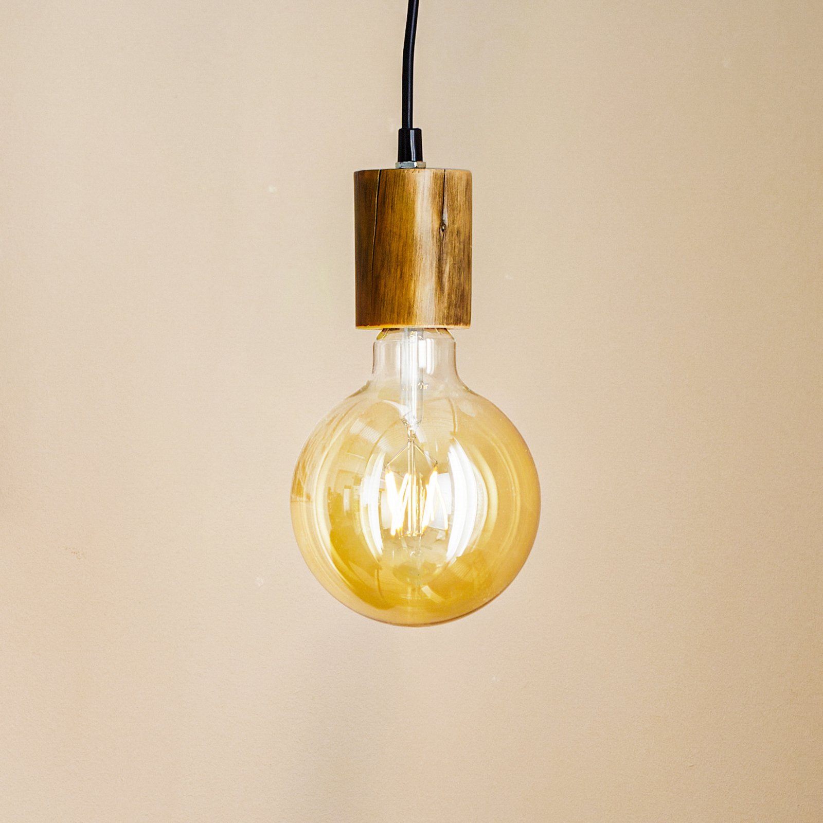 Tronco hanglamp, 1-lamp, houten pendel 8 cm
