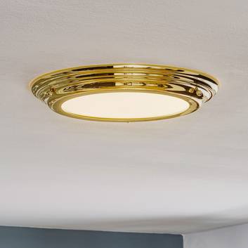 Pretty LED ceiling light Welland, polished brass