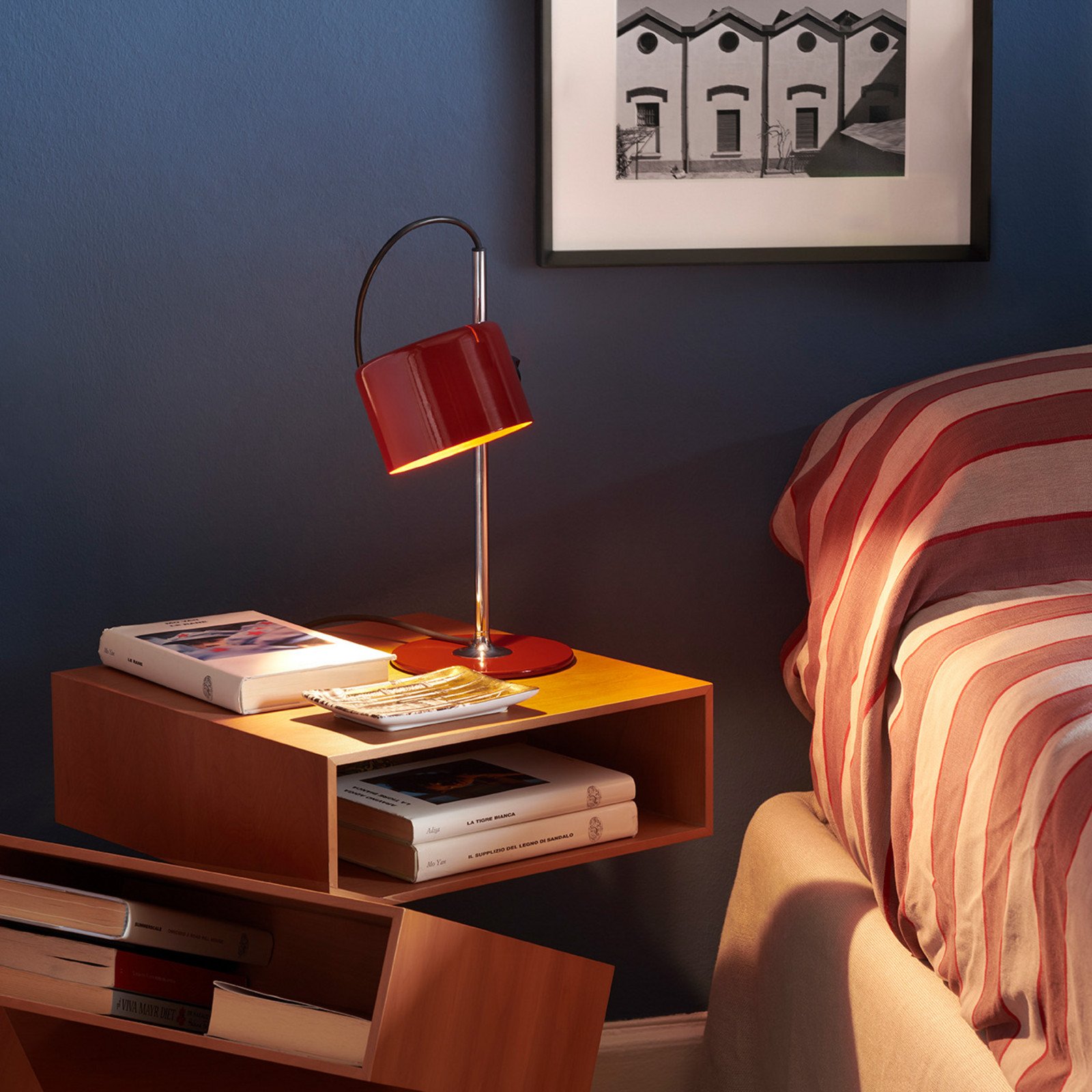Oluce Mini Coupè LED lampă de masă roșu - Camera de zi / sufragerie - Design - roșu crom - Metal