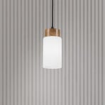 Hängeleuchte Markus, Opalglas/Eichenholz, Ø 9,5 cm, E27