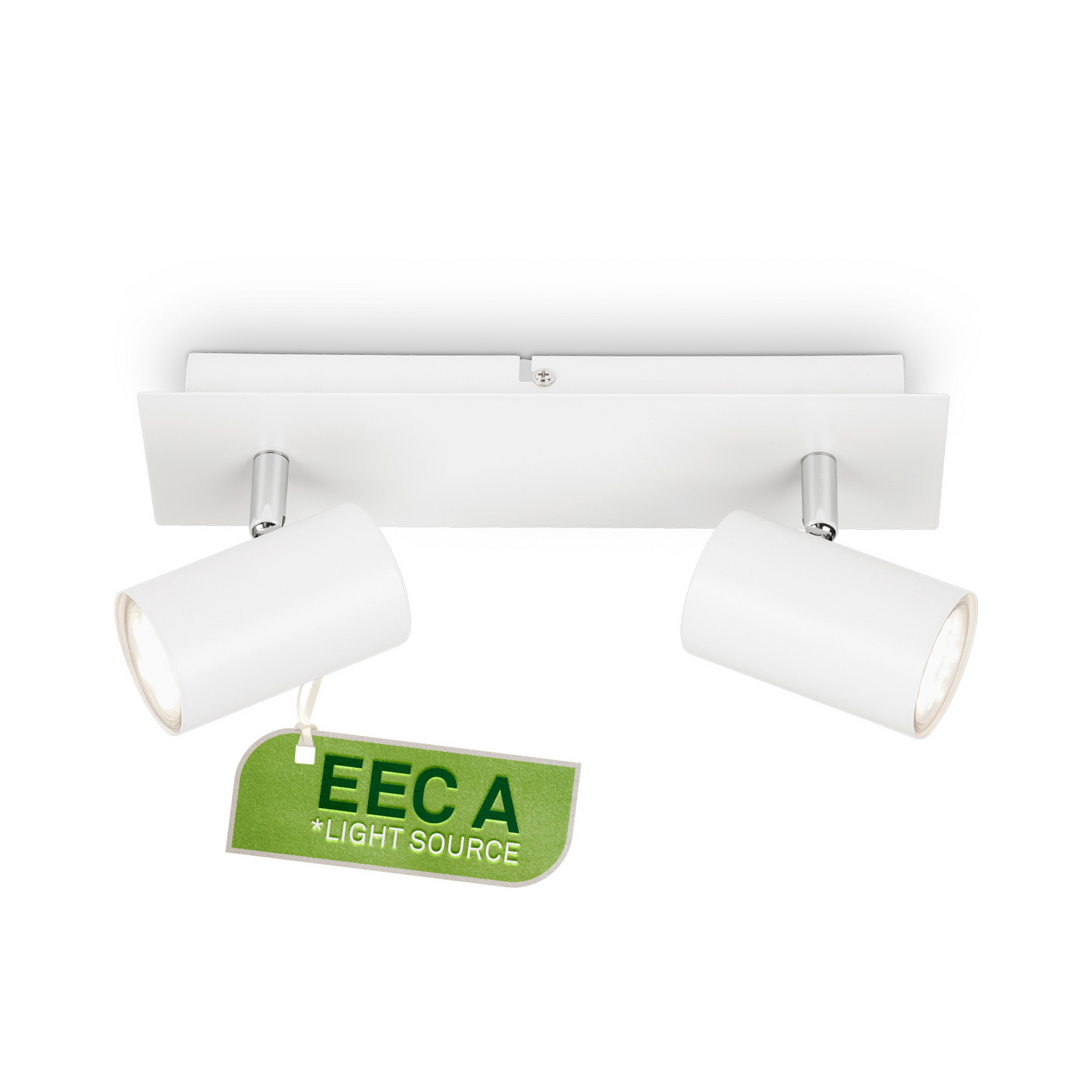 Isil A ceiling lamp, white, 2-bulb, metal, swivelling