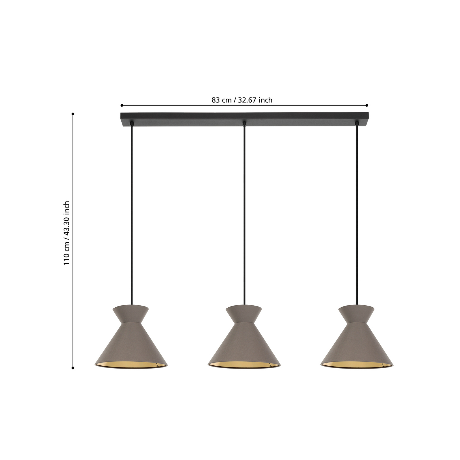 Lampa wisząca Nastasia cappuccino/mosiądz 3-punktowa