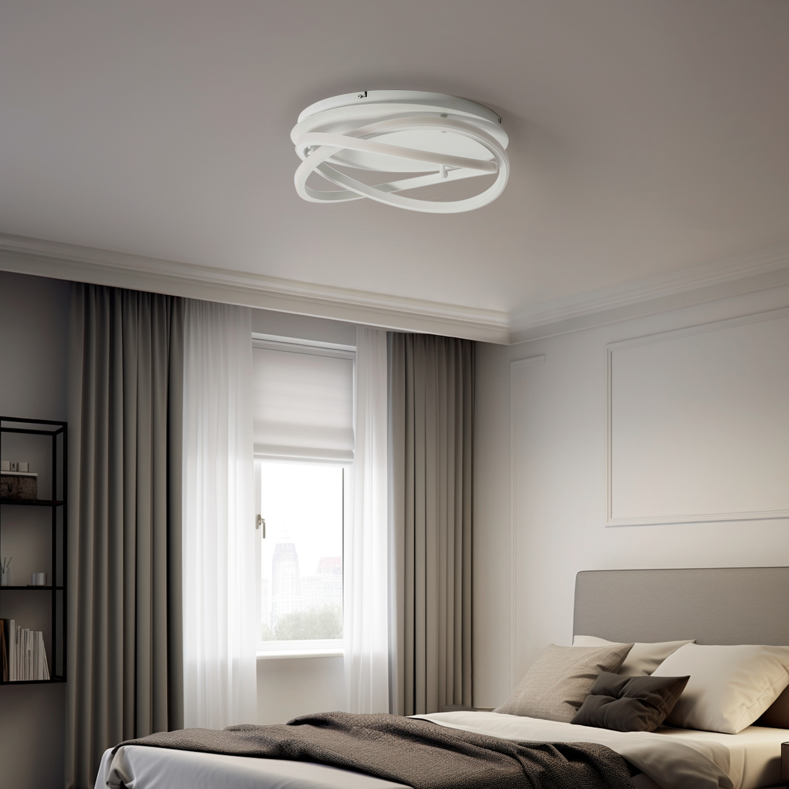 Lucande LED-taklampe Aldric, hvit, aluminium, Ø 45 cm