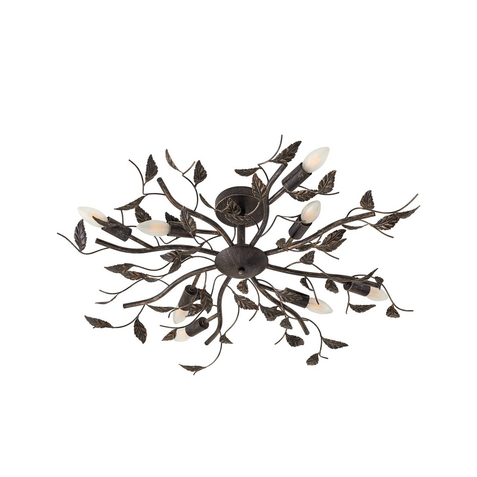 Lindby Deckenlampe Yos, 8-flg., 85 cm, schwarz-gold, E14