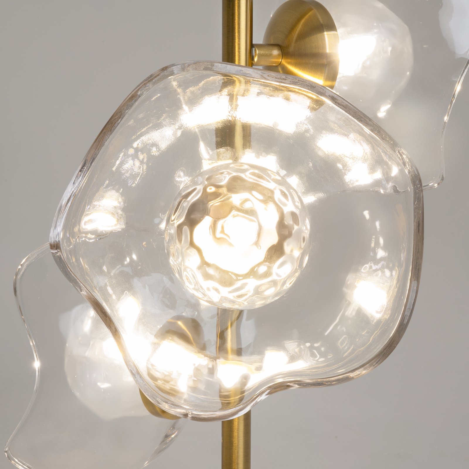 Maytoni pendant light Miracle, 3-bulb, brass-coloured, glass