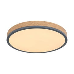 LED stropné svietidlo Doro, Ø 45 cm, tmavý grafit/drevo, drevo, 830