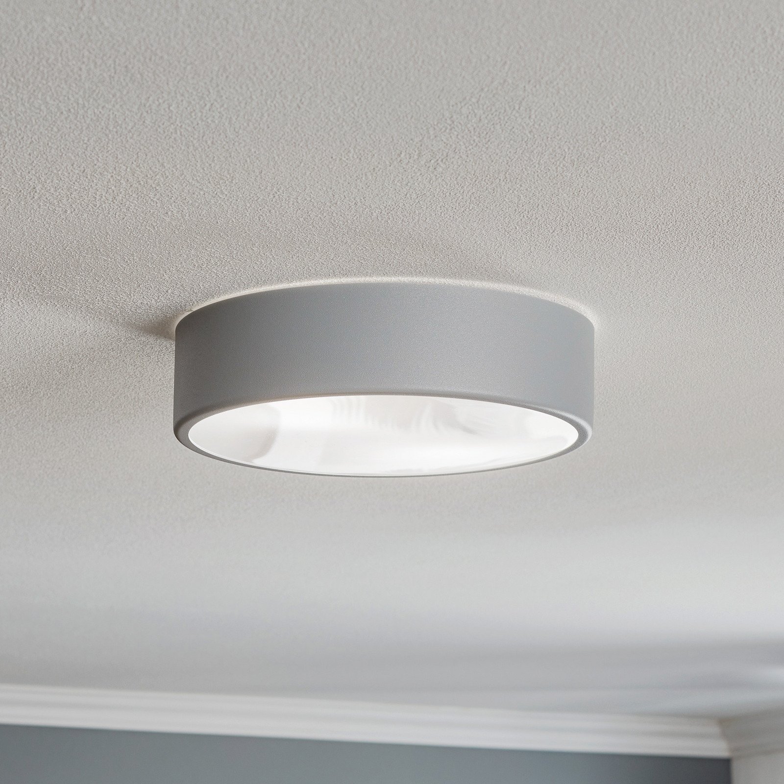 TEMAR LIGHTING Plafonieră Cleo 300 IP54 Ø 30 cm gri - Camera de zi / sufragerie - modern - Metal