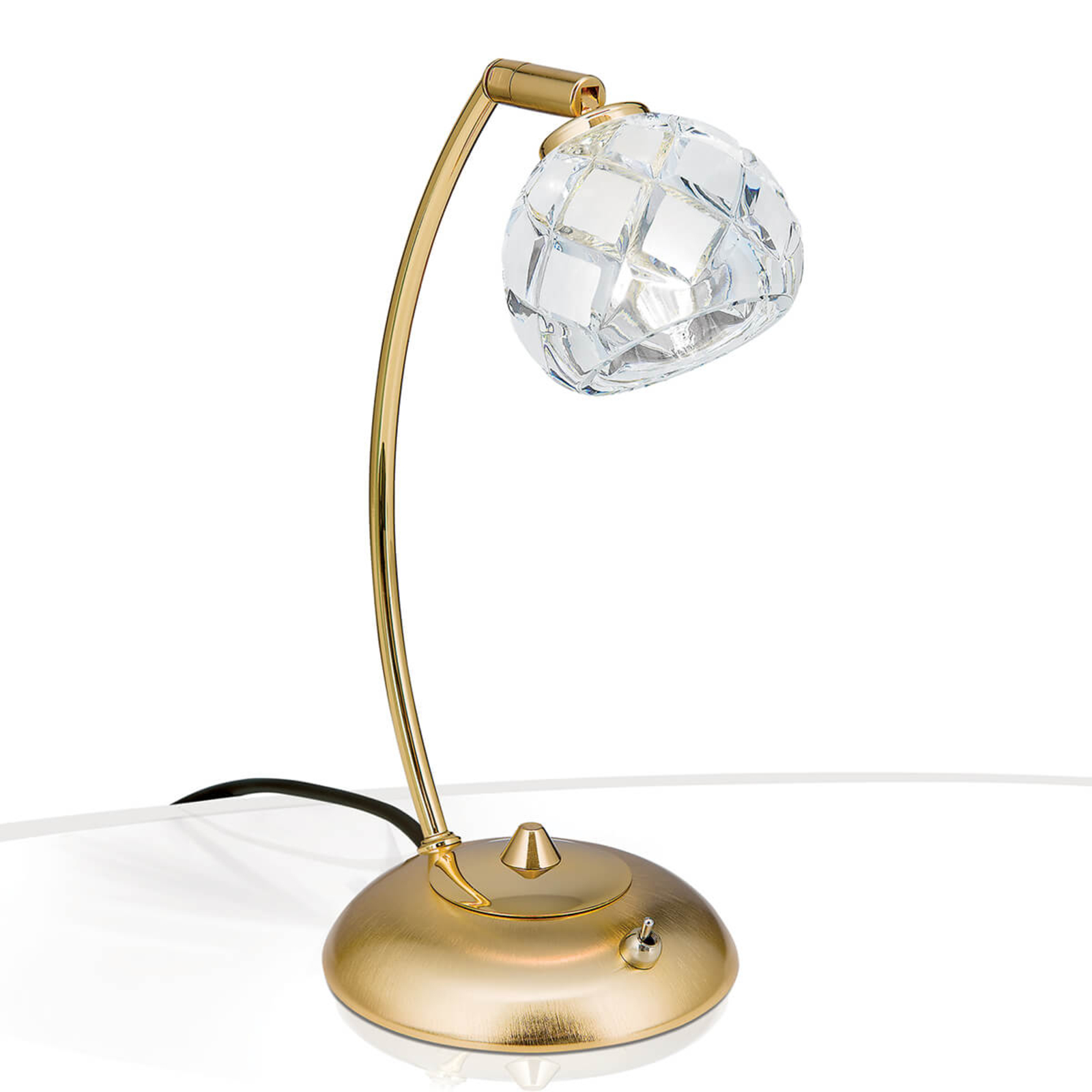 Lampa stołowa z kryształami Maderno, złota