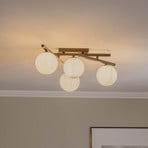 Plafonnier Smart, noir/opale, à 4 lampes