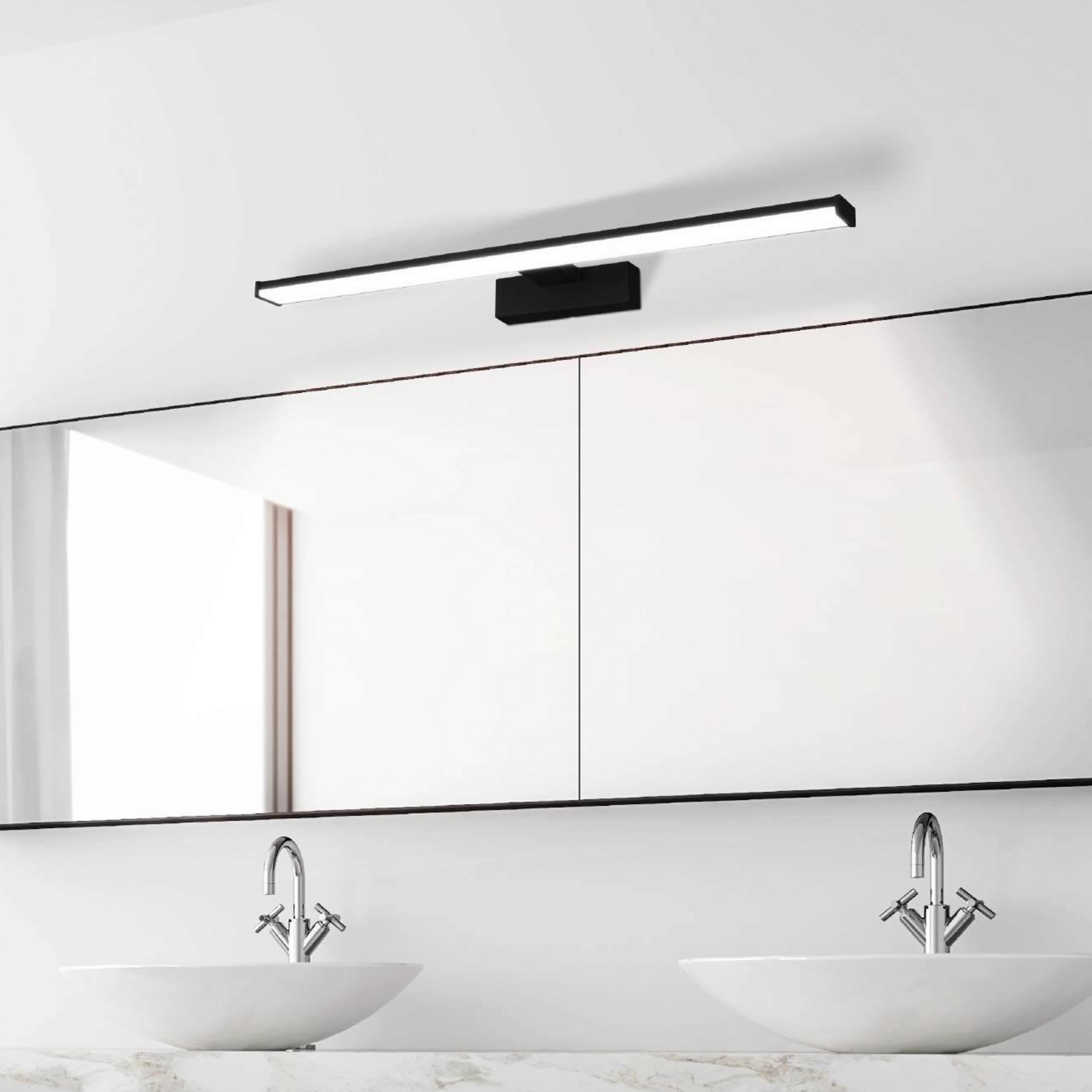 LED sienas lampa Pandella 1, garums 60 cm, melna, alumīnija