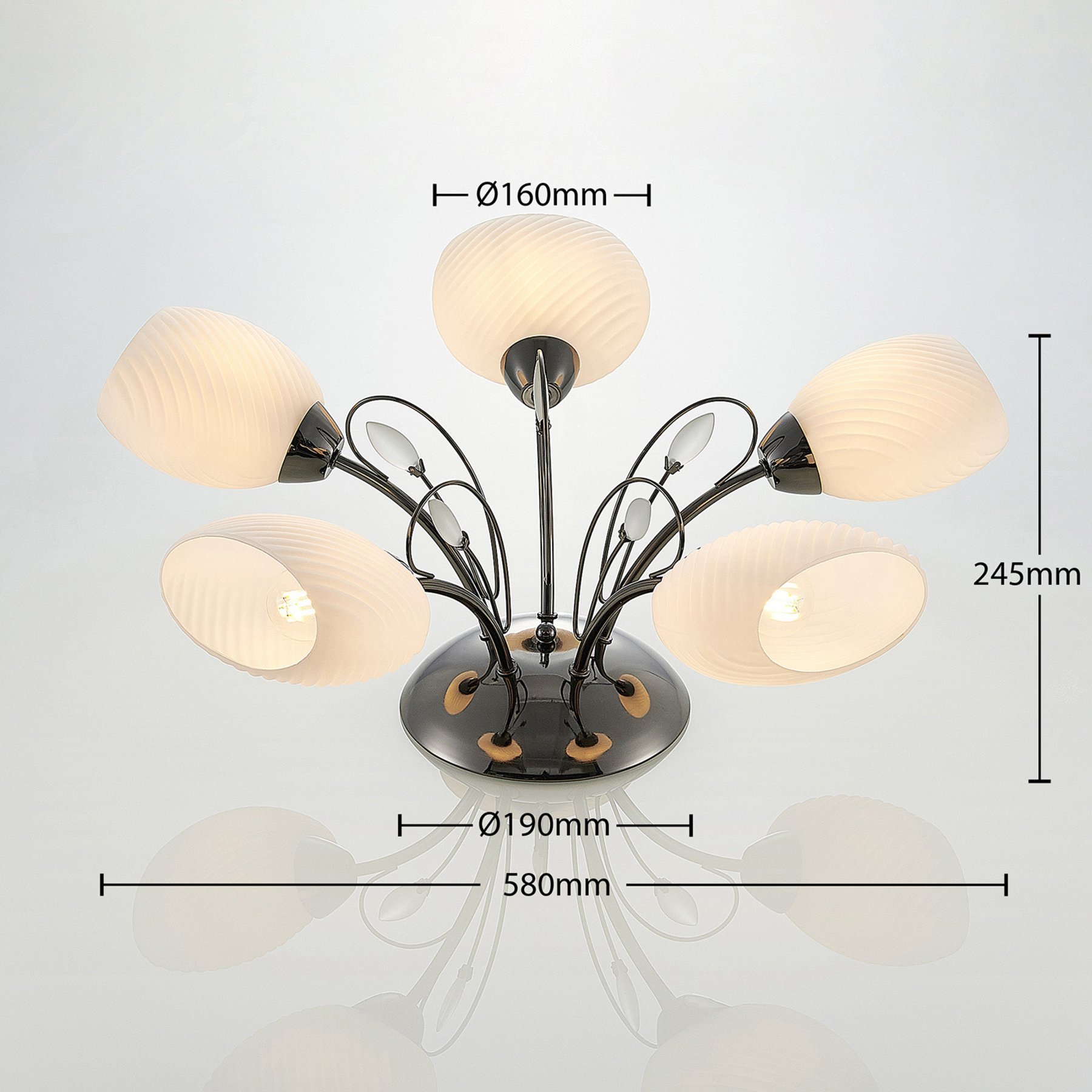 Lindby Sibyll plafondlamp met glas, 5-lamps