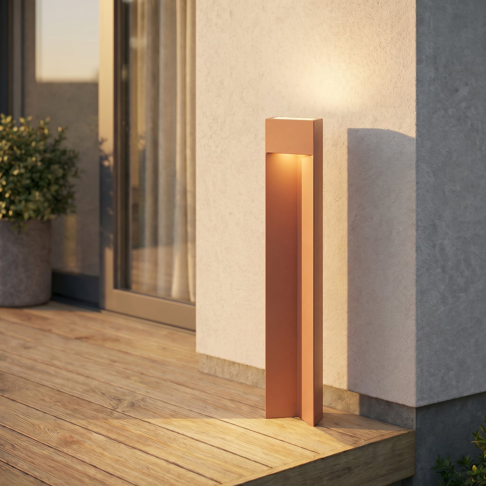 Φωτιστικό διαδρόμου LED Lucande Kaholo, καφέ, 90 εκ., IP44 Φωτιστικό διαδρόμου LED Lucande Kaholo, καφέ, 90 εκ., IP44
