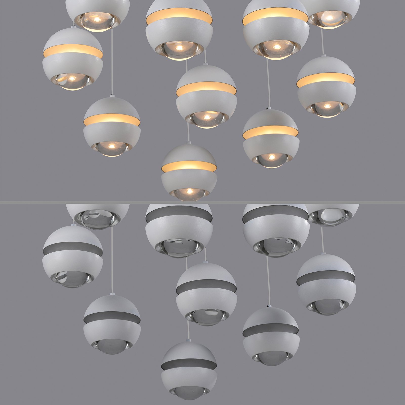 Schöner Wohnen LED pakabinama lempa Lini balta 10-fl. apvali, 3000 K Schöner Wohnen LED pakabinama lempa Lini balta 10-fl. apvali, 3000 K