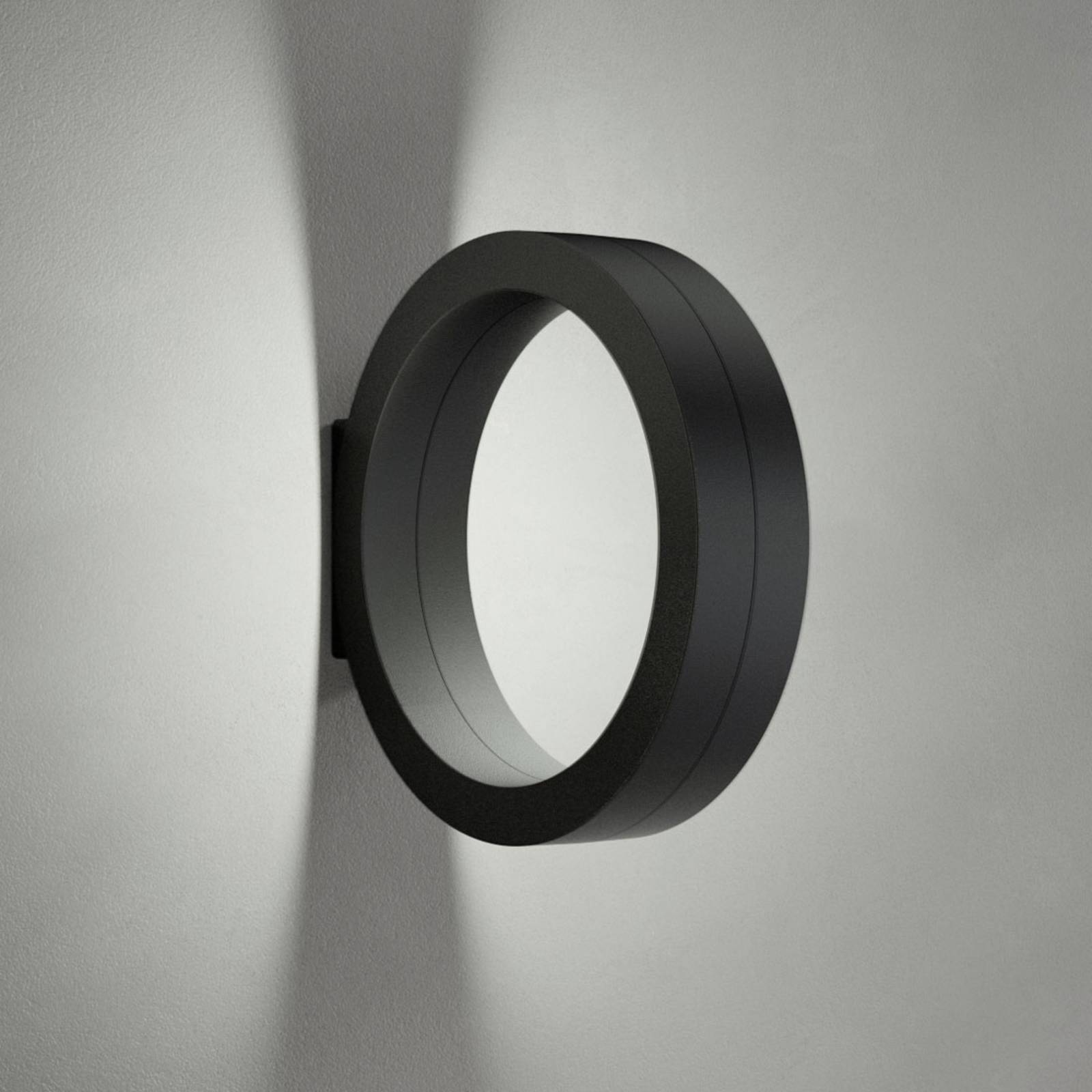 Cini & Nils Black LED wall lamp Assolo, ring shape, for Hallway, aluminium, 16 W, energy efficiency: A+, W: 4.5 cm, H: 20 cm