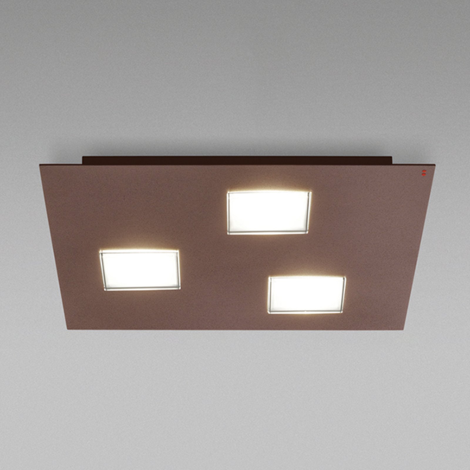 Fabbian Quarter - smeđa LED stropna svjetiljka 3 žarulje.