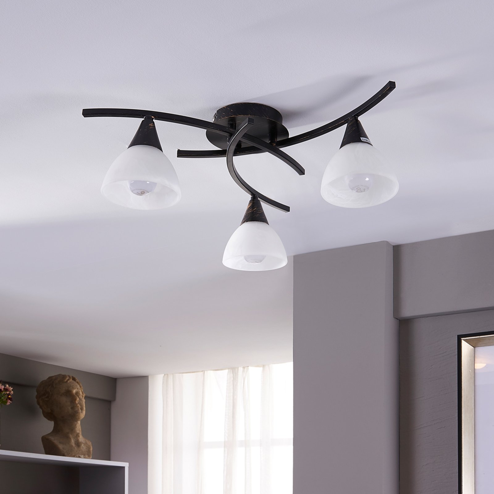 Della 3 Plafondlamp Black/Opal - Lindby