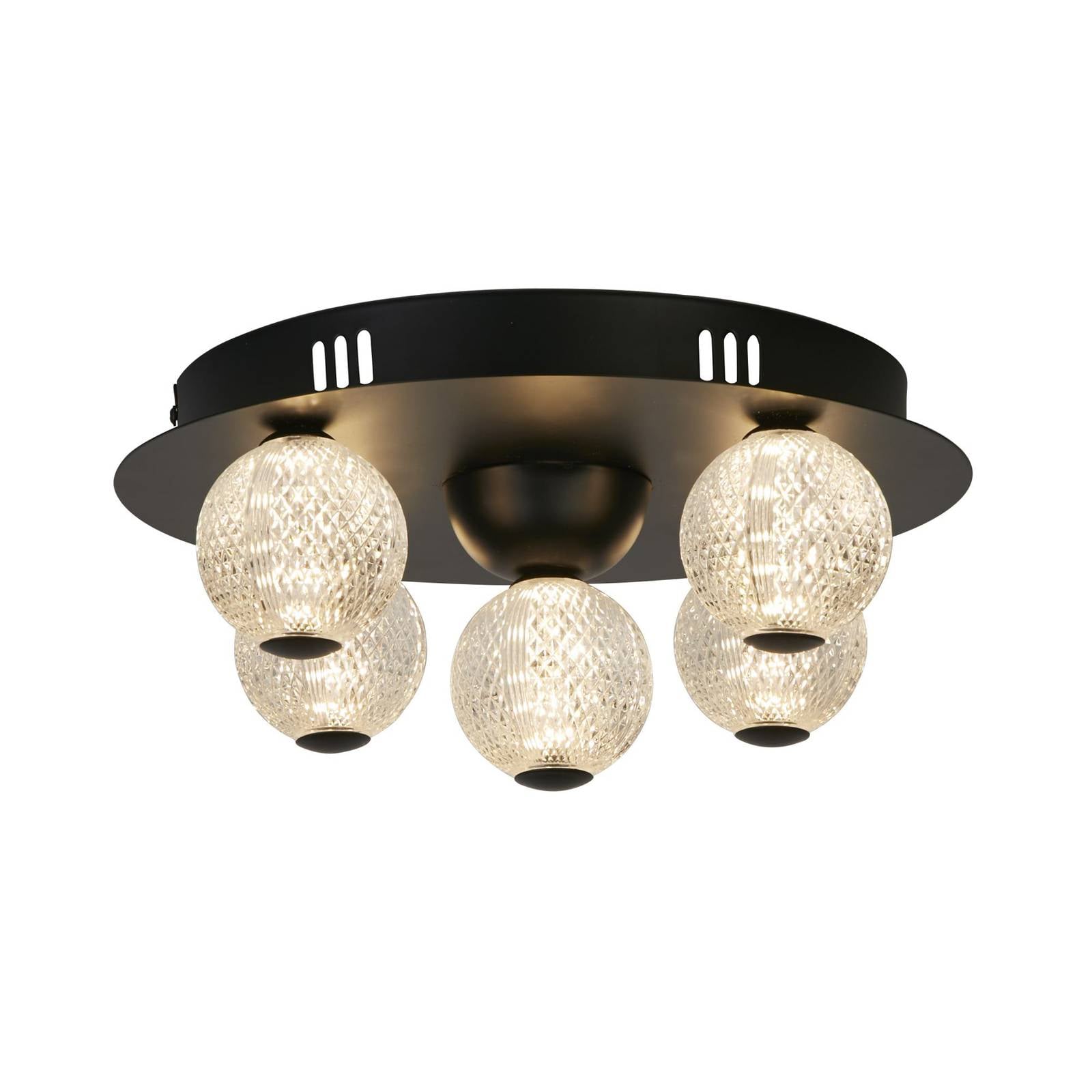 LED-Deckenlampe Asteroid schwarz Ø 33 cm Stahl Acryl 5-flg