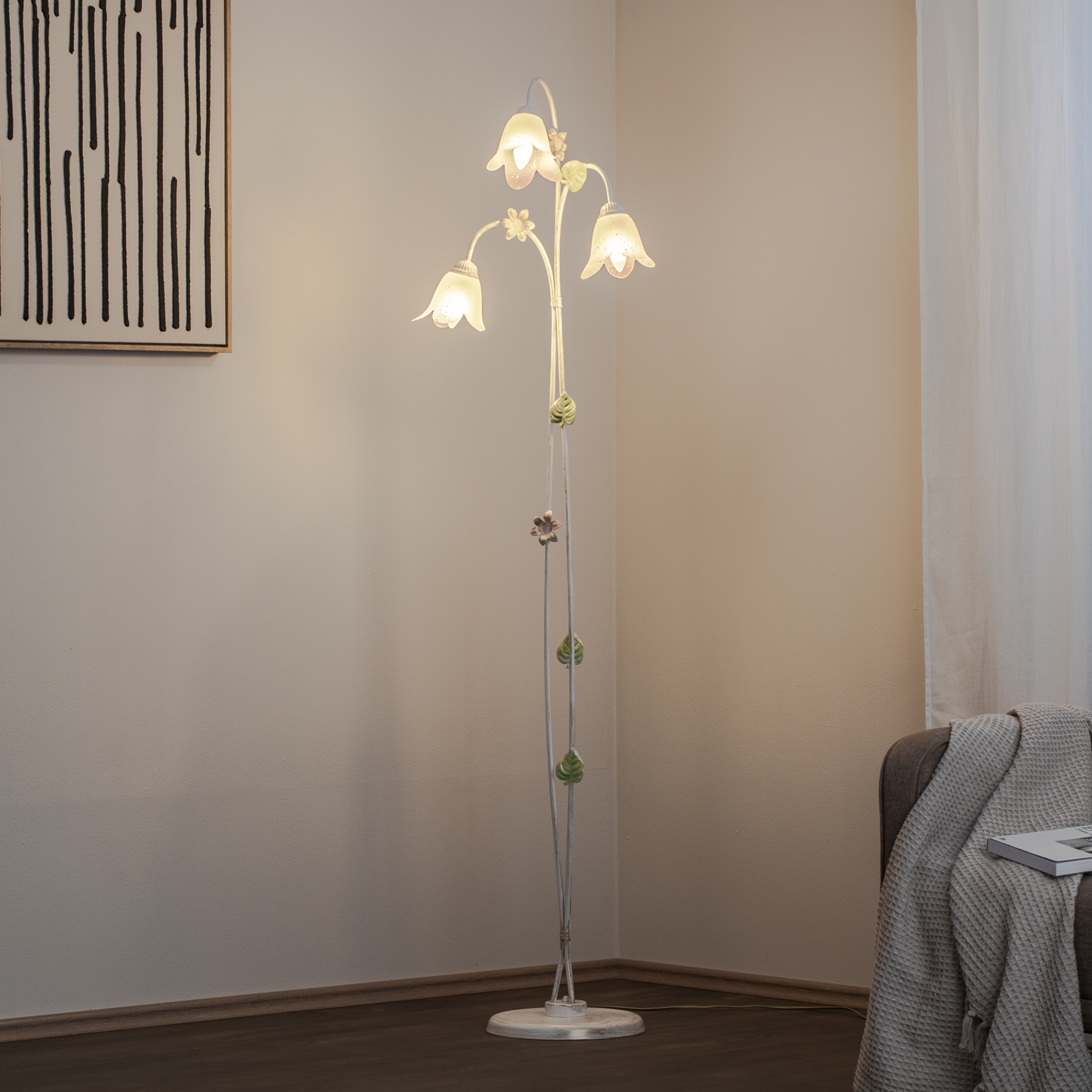 Florences stila stāvlampa Botton, 3 gaismas avoti