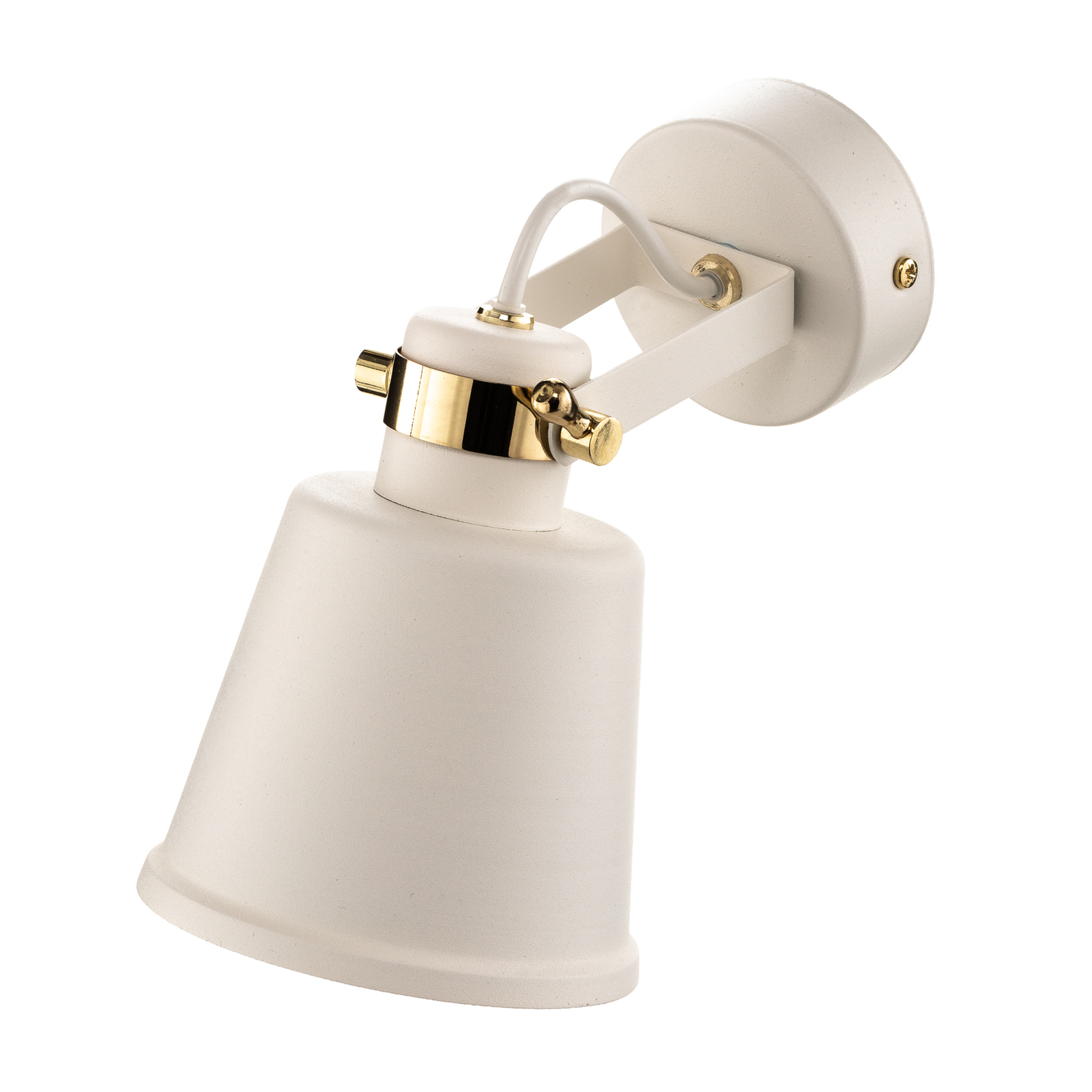 Kerava wall spotlight, one-bulb, white/brass