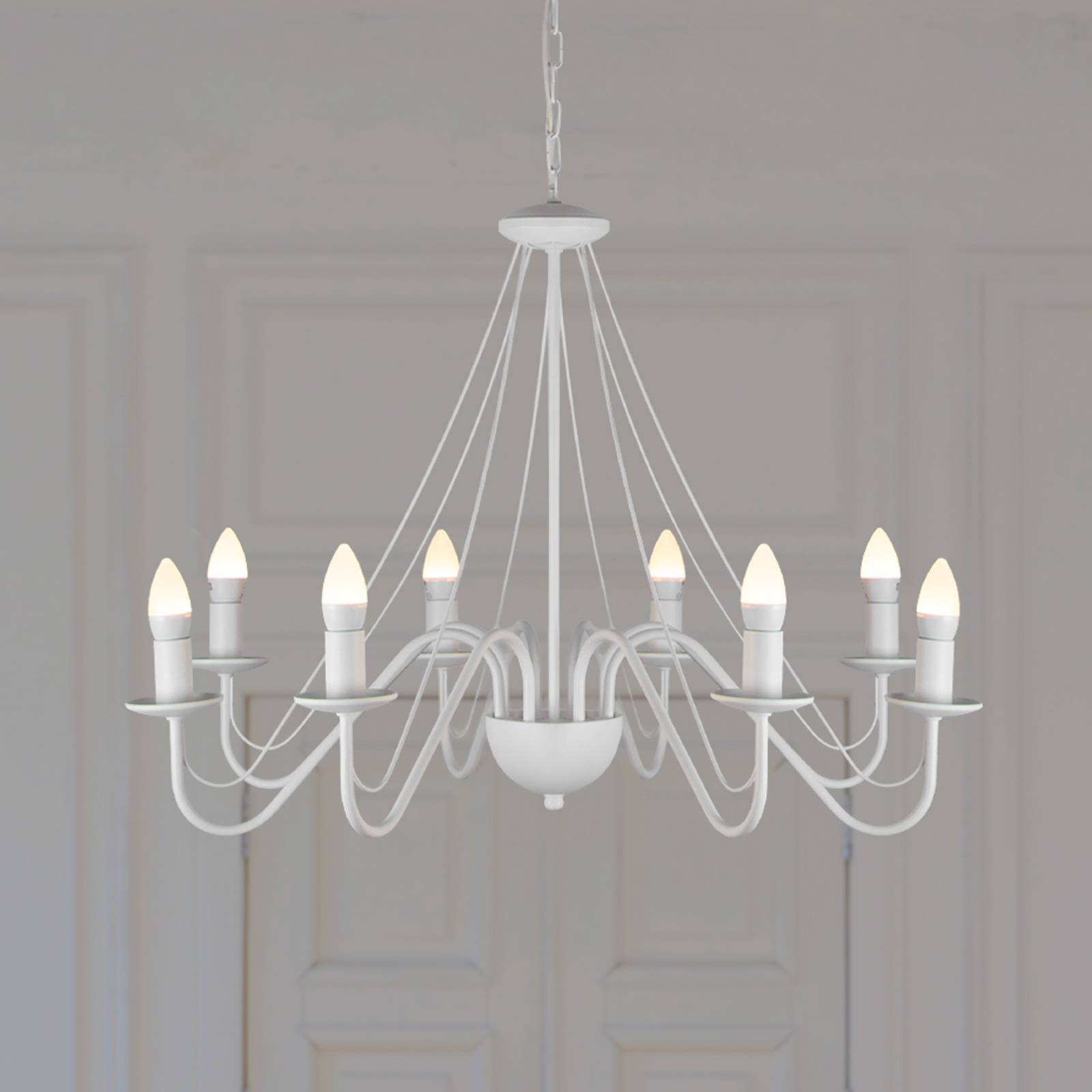 HELam Lustr Malbo, bílý, kovový, 8 žárovek, E14