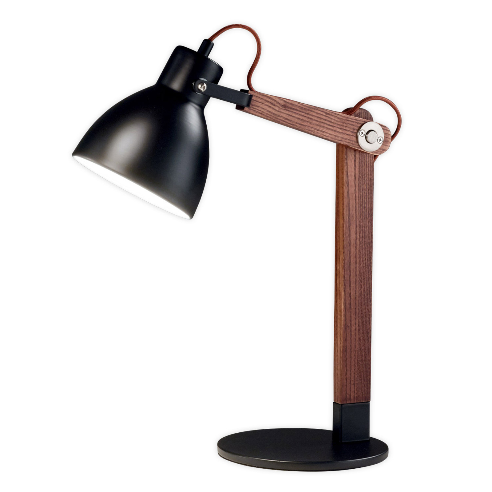 Tafellamp Sveva van hout, zwart/walnoot