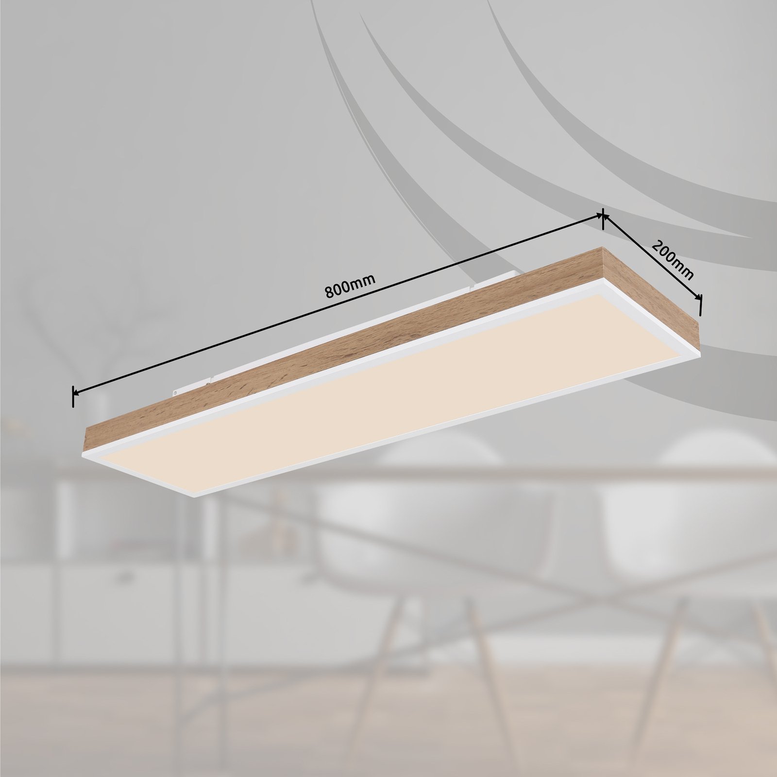 LED-Deckenlampe Doro, Länge 80 cm, holz dunkel, Holz, CCT