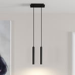 Arcchio Franka LED pendant light, 2-bulb, black, aluminium