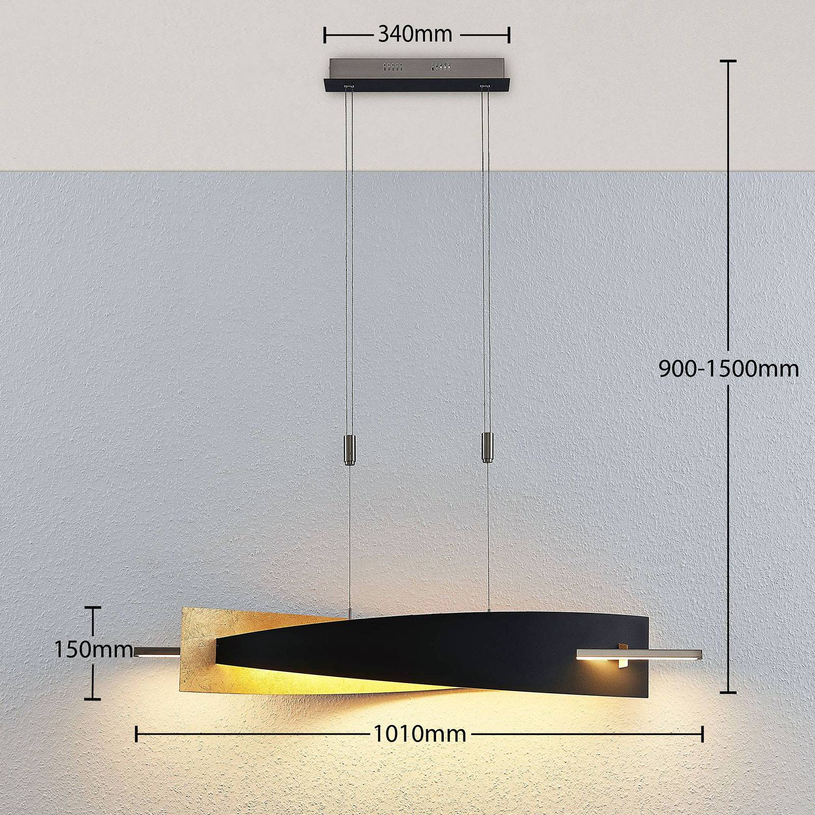 Żyrandol LED Marija, 101 cm, czarny, metalowy